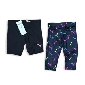 Puma Pull On Capri Pants & Shorts 2 Piece Puma Logo Black Toddler Girls 4T NWT
